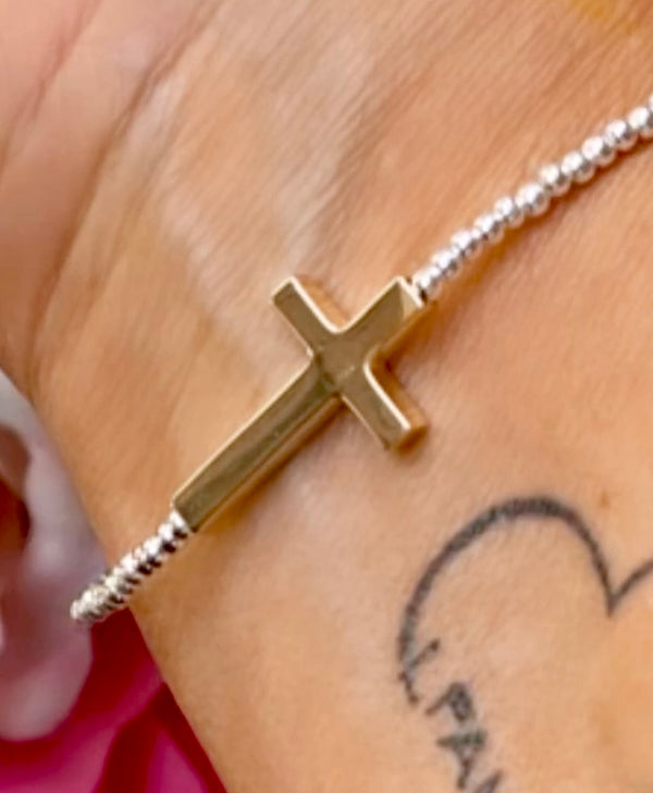 14K Gold Sideways Cross Bracelet, Real Gold Cross Pendant Bracelet, Minimal  Yellow Gold Cross Chain Bracelet - Etsy Denmark